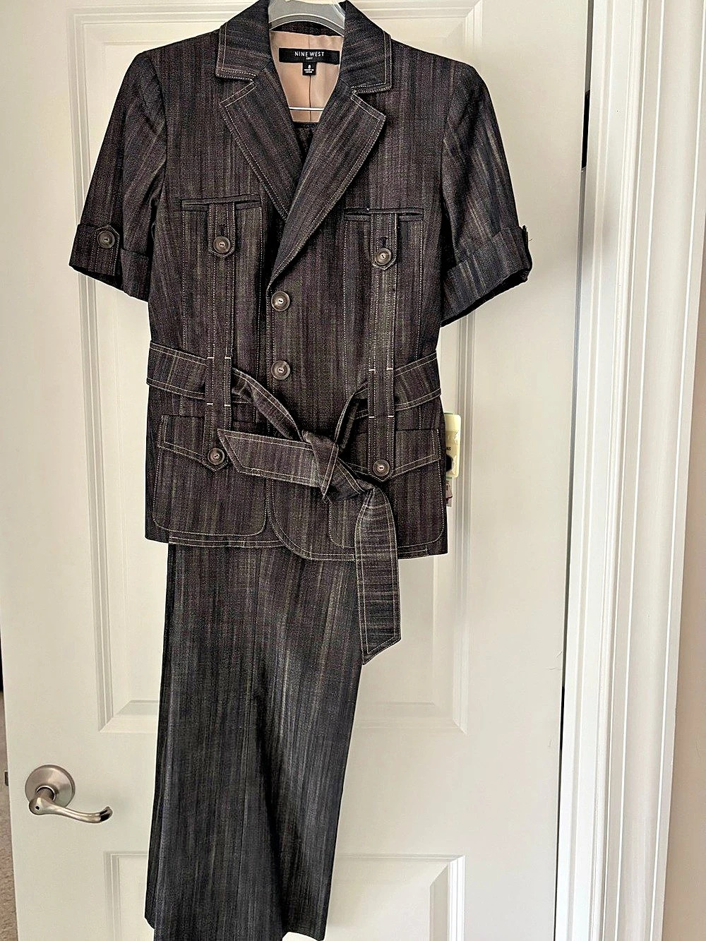 Nine West Women's Striped 2 pc Suit in Black